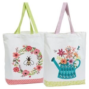 NWT Set of 2 Cottage Garden Party Printed Totes
